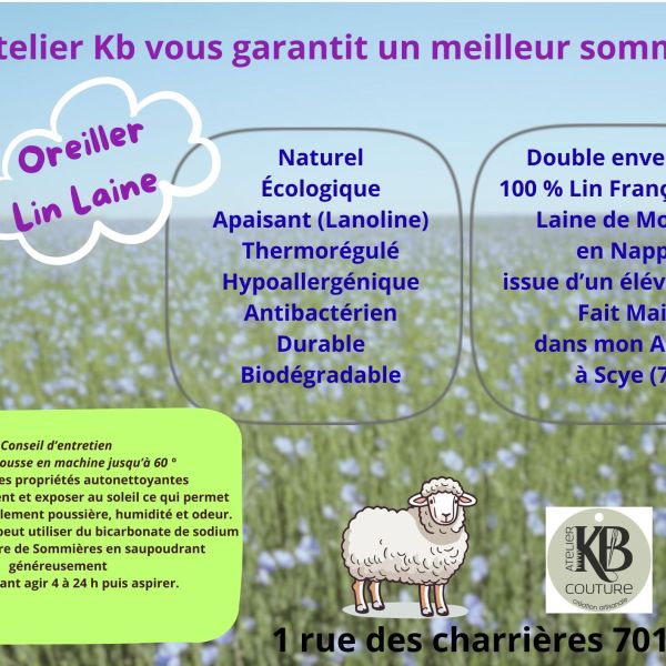 Cabas fait main 28 Oreiller lin laine