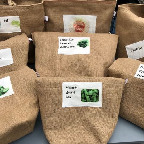 Cabas jute personnalisable 5 Cabas jute message fruit légumes