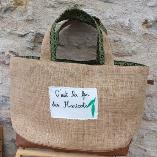 Cabas jute personnalisable 3 Cabas jute haricots