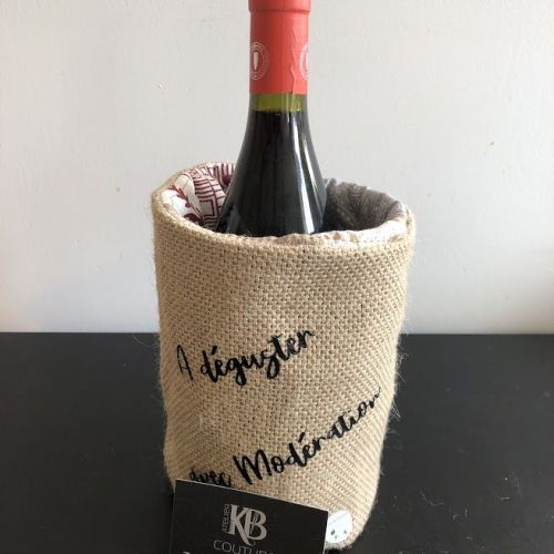 Seau isotherme écologique en laine de mouton – fabrication artisanale 16 Seau isotherme personnalisé jute ecriture noire