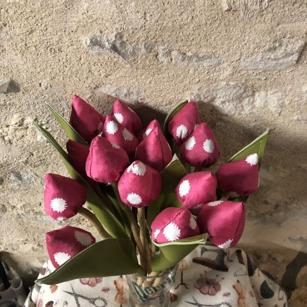 Cabas fait main 5 Bouquet tulipe lavande bio